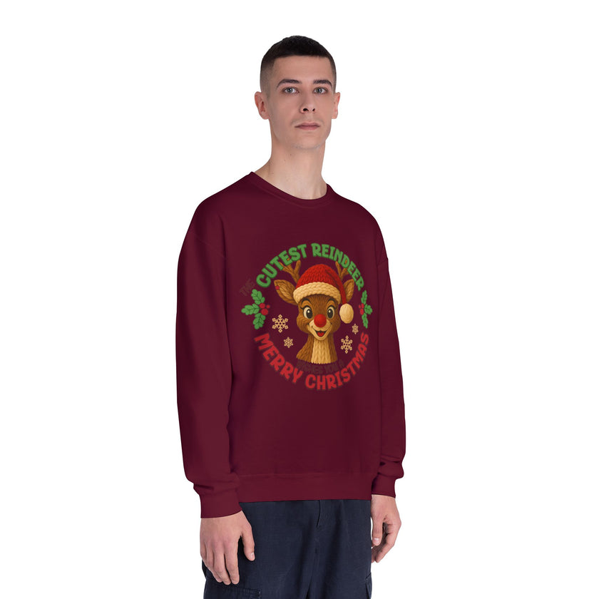 Cute Reindeer Merry Christmas Crewneck Sweatshirt