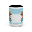 Cute Highland Cow Accent Coffee Mug — Winter Snowflake Design