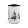 Watercolor Winter Trees Accent Coffee Mug — 11/15oz