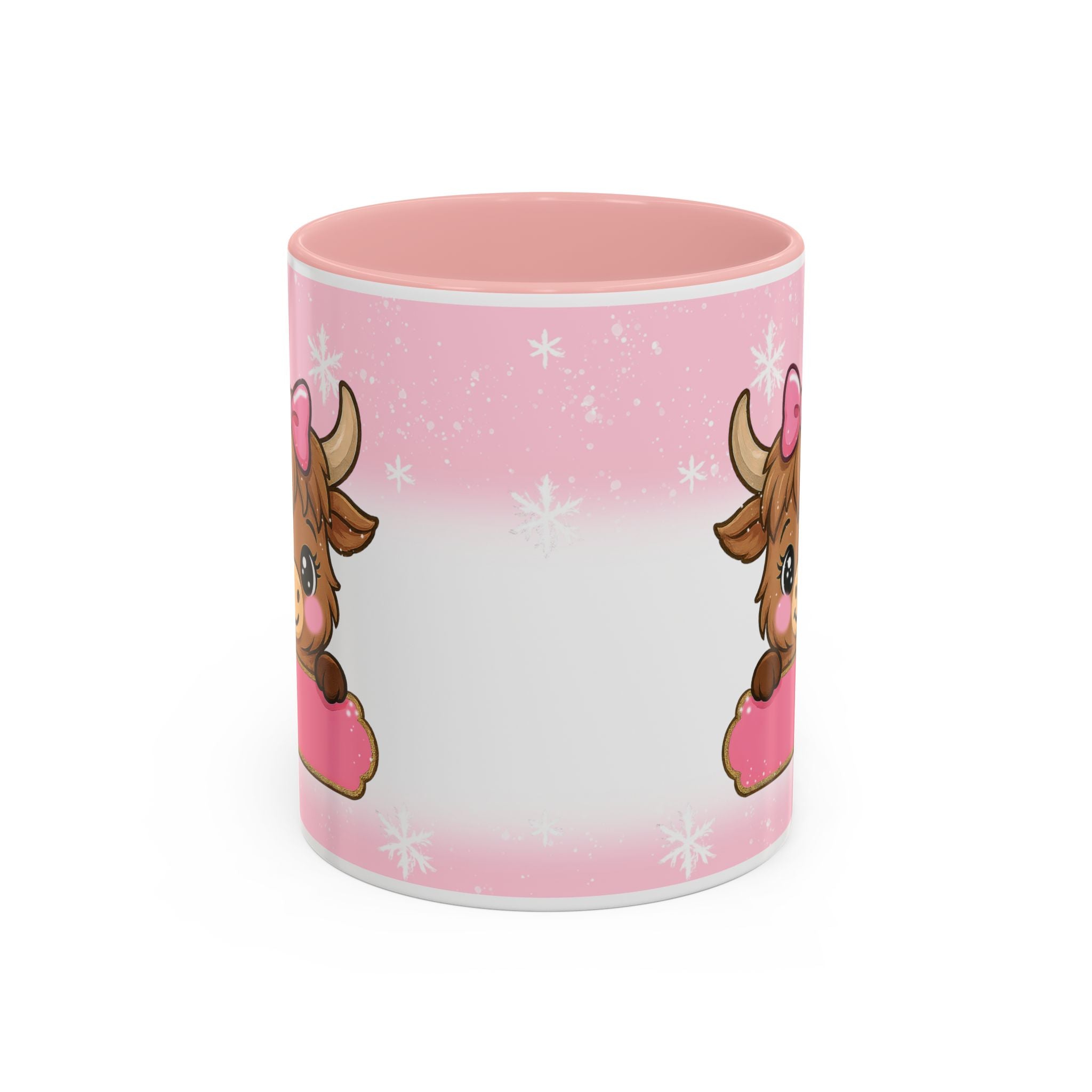 Cute Highland Cow Coffee Mug — Pink Accent Mug with Bow (11/15oz)
