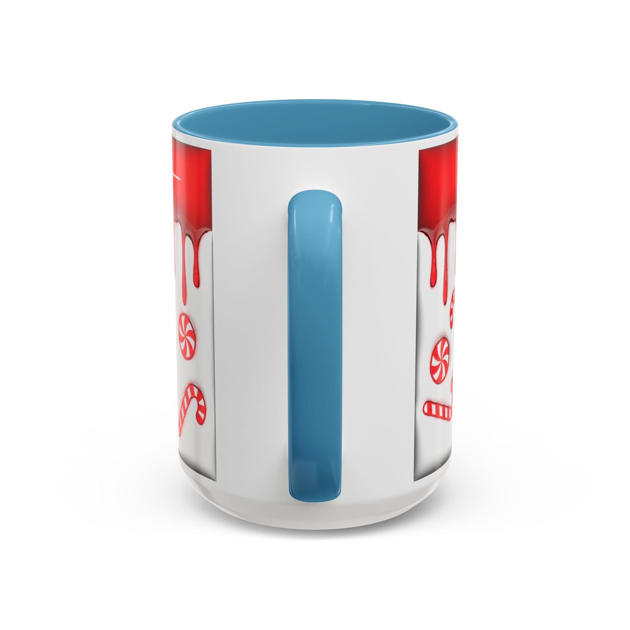 Candy Cane Accent Coffee Mug — Red Drip Holiday Peppermint Design (11/15oz)