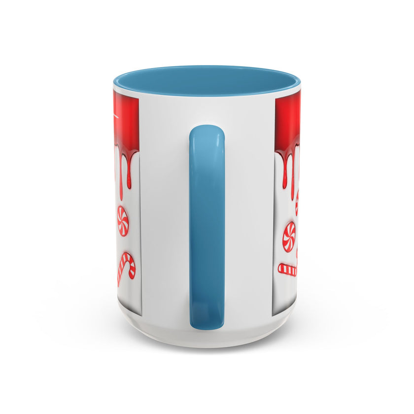 Candy Cane Accent Coffee Mug — Red Drip Holiday Peppermint Design (11/15oz)