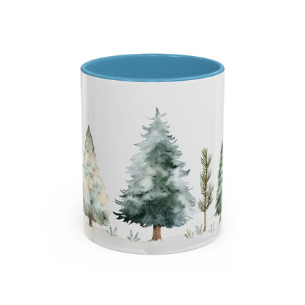 Watercolor Winter Trees Accent Coffee Mug — 11/15oz