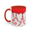 Candy Cane Accent Coffee Mug — Red Drip Holiday Peppermint Design (11/15oz)