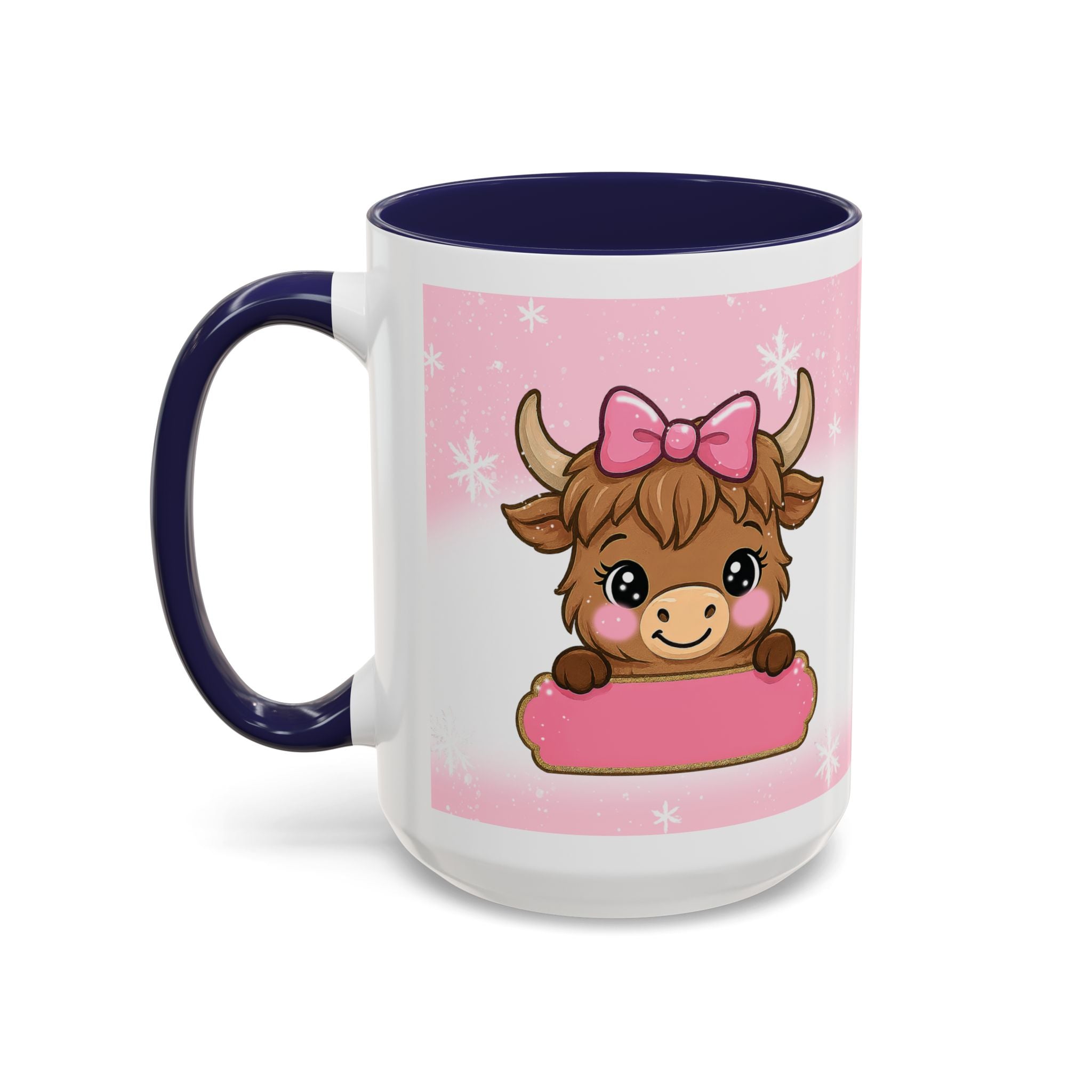 Cute Highland Cow Coffee Mug — Pink Accent Mug with Bow (11/15oz)