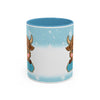 Cute Highland Cow Accent Coffee Mug — Winter Snowflake Design