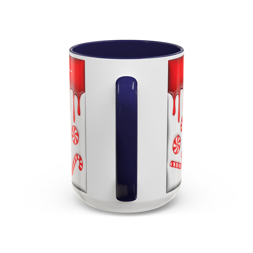 Candy Cane Accent Coffee Mug — Red Drip Holiday Peppermint Design (11/15oz)