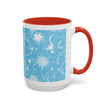 Snowflake Swirl Accent Coffee Mug — Blue Winter Holiday Ceramic Mug (11/15oz)