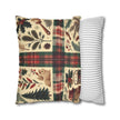 Rustic Holiday Plaid Pillowcase — Winter Woodland Faux Suede Throw Pillow Cover