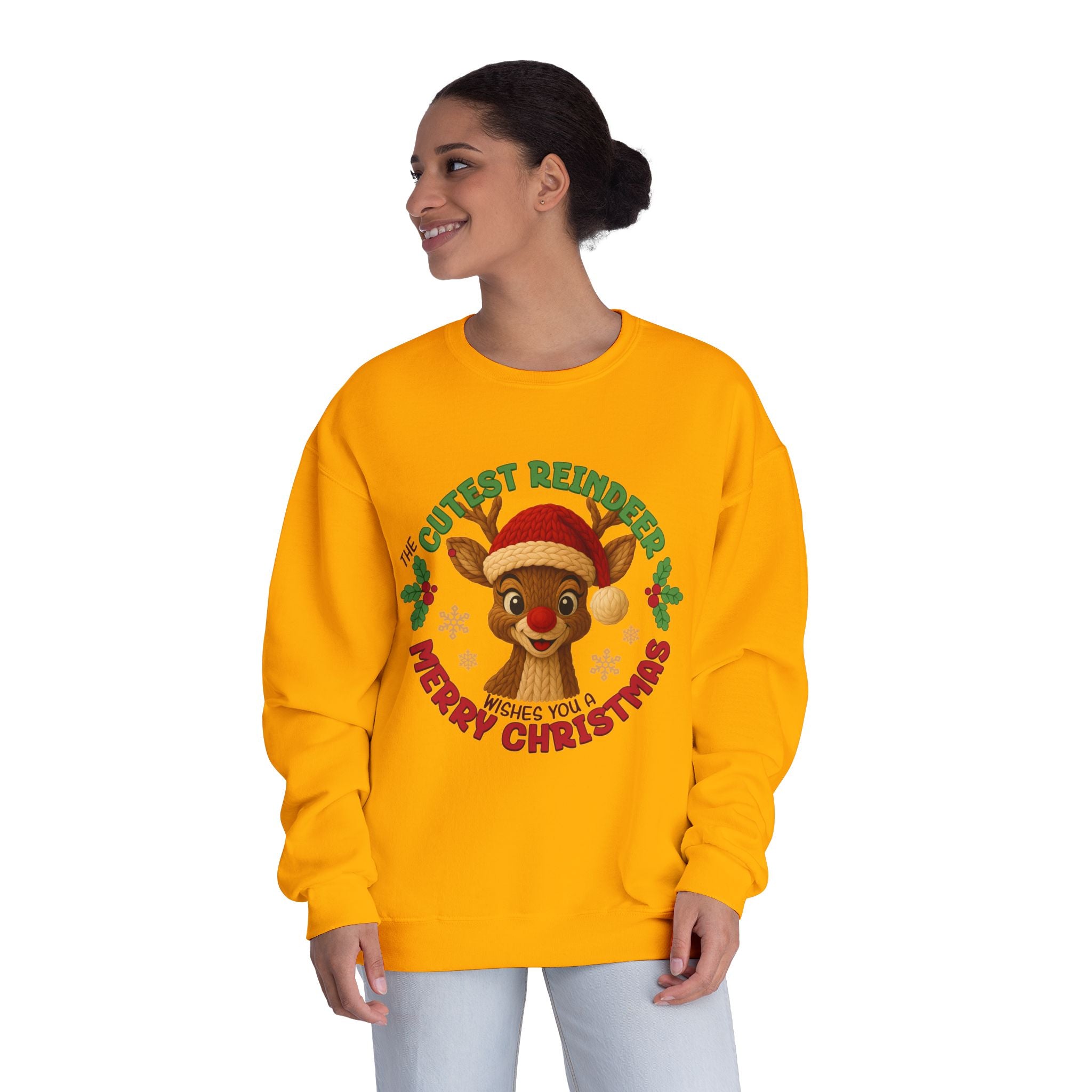 Cute Reindeer Merry Christmas Crewneck Sweatshirt