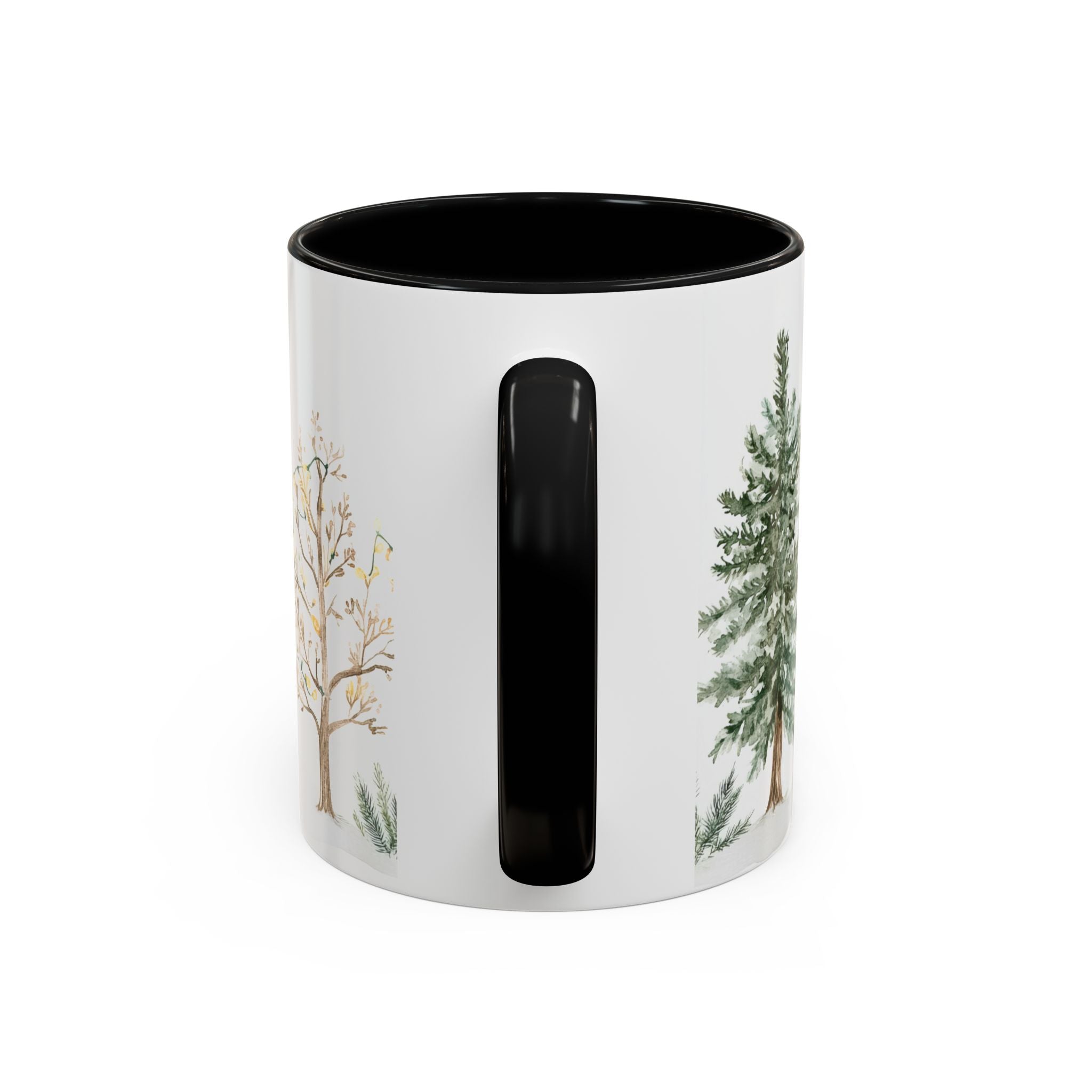Watercolor Winter Trees Accent Coffee Mug — 11/15oz