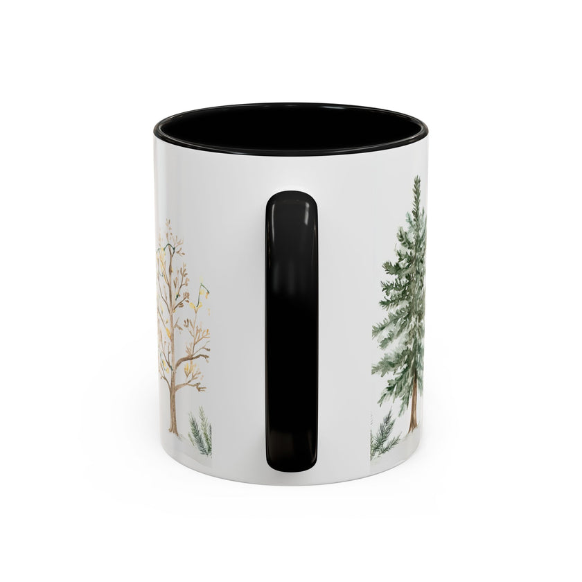 Watercolor Winter Trees Accent Coffee Mug — 11/15oz