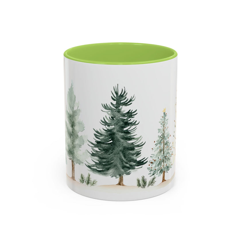 Pine Forest Accent Coffee Mug — Watercolor Christmas Trees (11/15oz)
