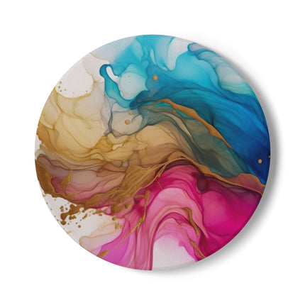 Abstract Marble Ceramic Coaster — Colorful Fluid Art Drink Coaster