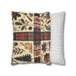 Rustic Holiday Plaid Pillowcase — Winter Woodland Faux Suede Throw Pillow Cover