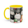Cute Cat Pattern Accent Coffee Mug — Happy Kittens with Balloons (11/15 oz)