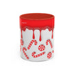Candy Cane Accent Coffee Mug — Red Drip Holiday Peppermint Design (11/15oz)