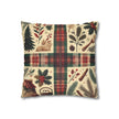 Rustic Holiday Plaid Pillowcase — Winter Woodland Faux Suede Throw Pillow Cover