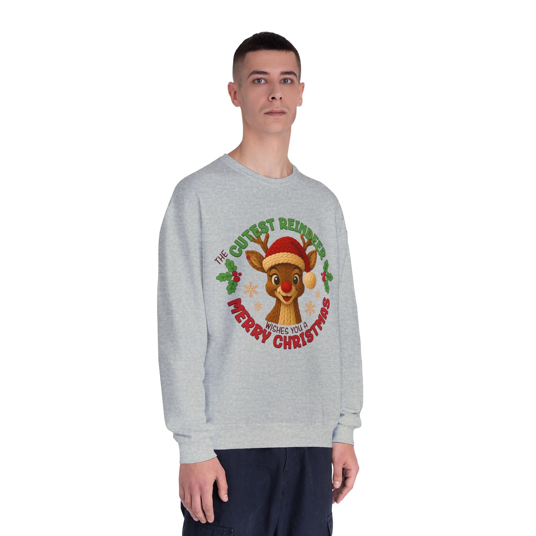 Cute Reindeer Merry Christmas Crewneck Sweatshirt