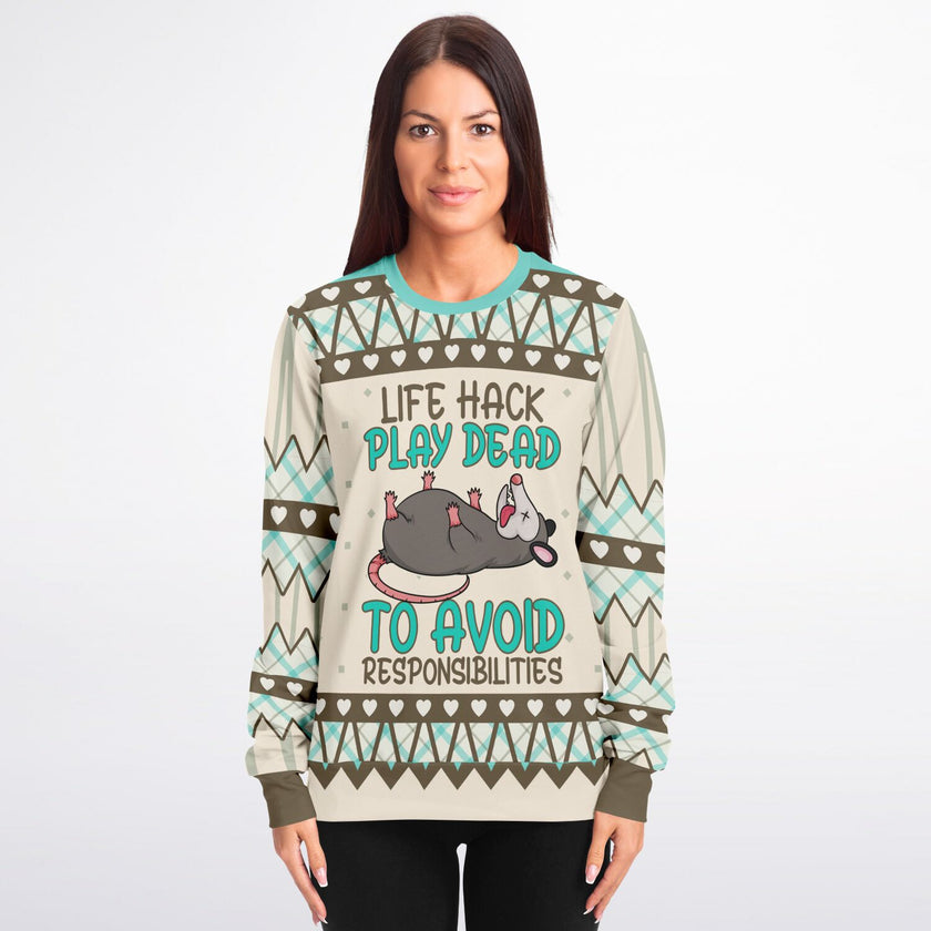Life Hack Play Dead - Funny Possum Sweatshirt