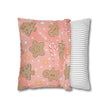 Gingerbread Cookies Pink Holiday Throw Pillow Cover — Faux Suede Square Pillowcase