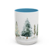 Watercolor Winter Trees Accent Coffee Mug — 11/15oz