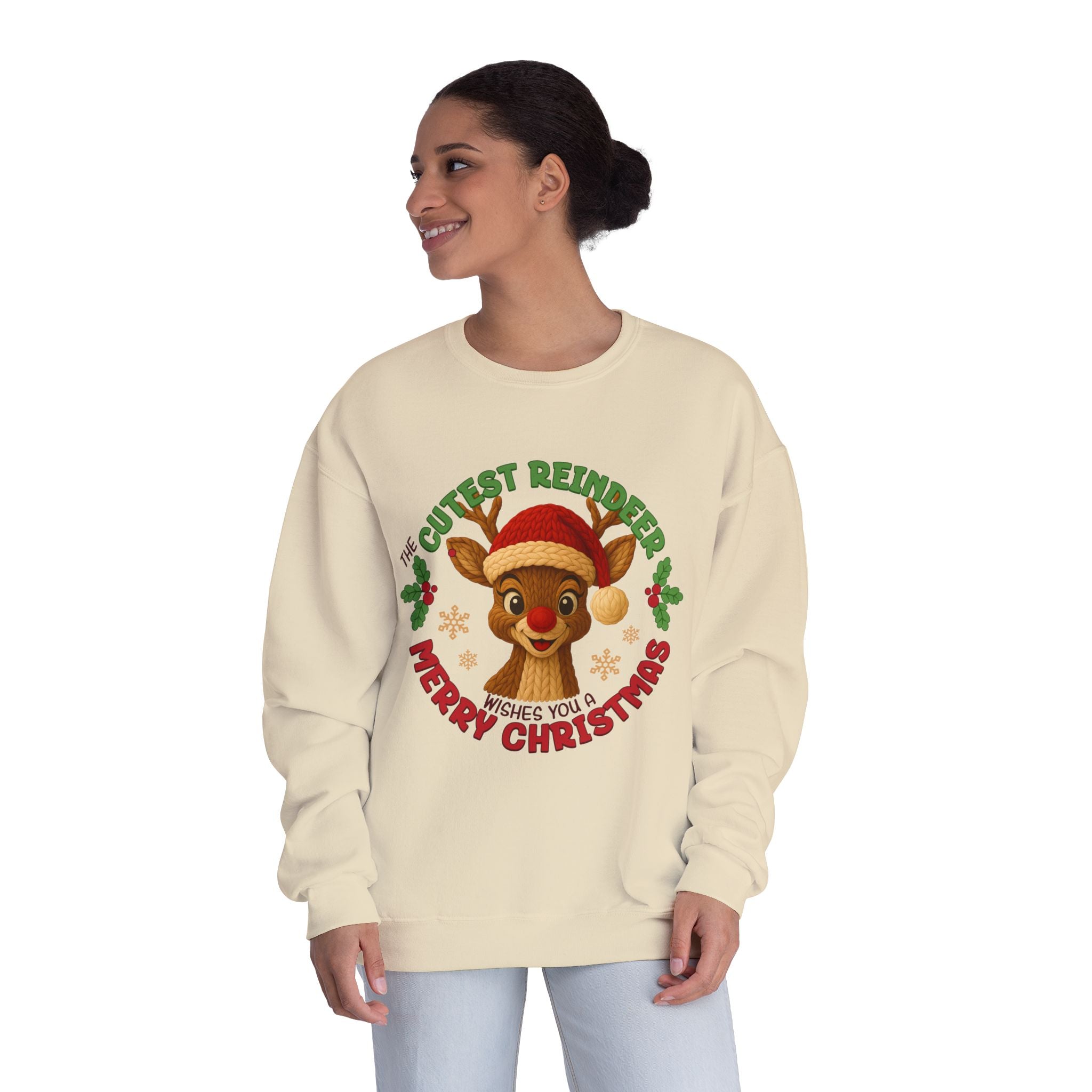 Cute Reindeer Merry Christmas Crewneck Sweatshirt