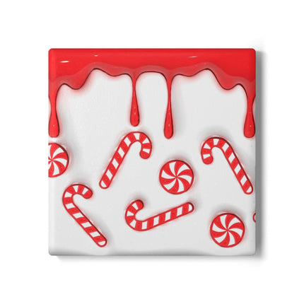 Candy Cane Ceramic Coaster — Holiday Peppermint Drink Coaster