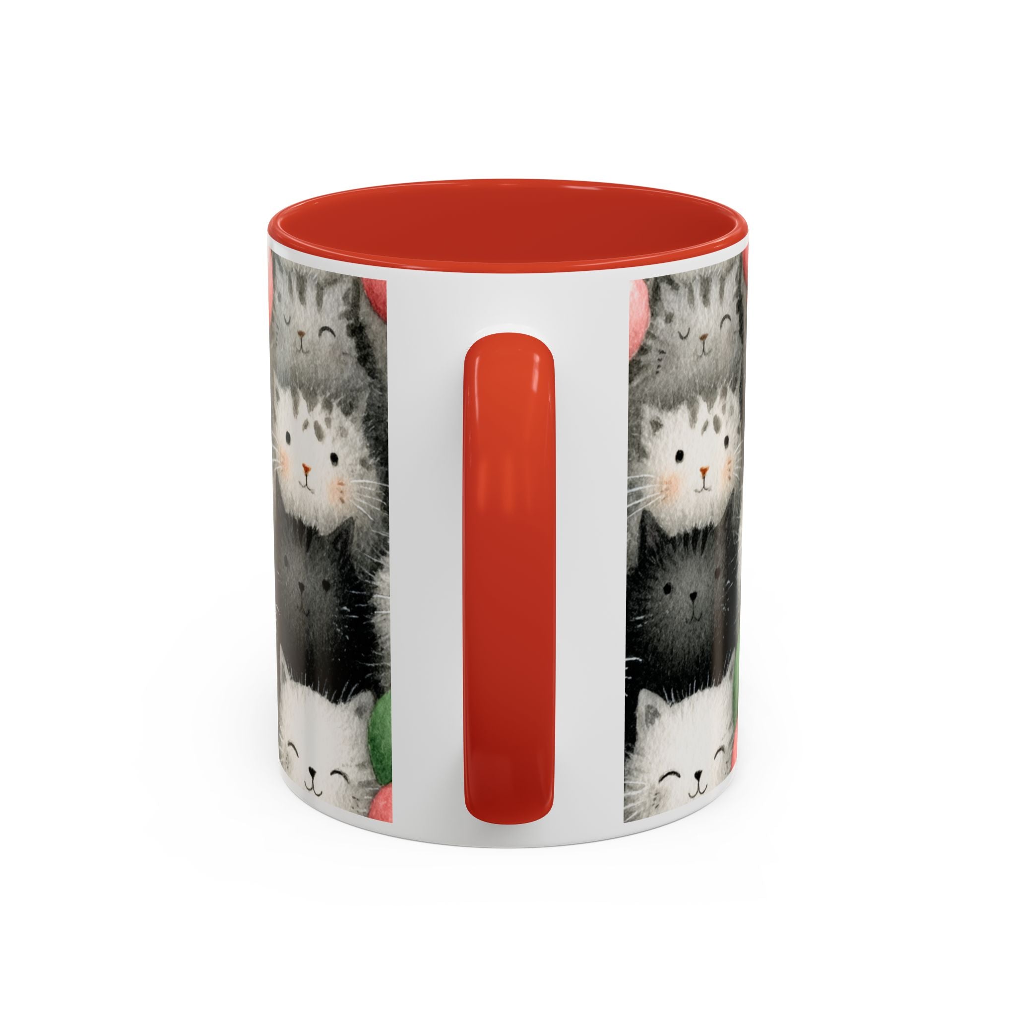 Cute Cat Pattern Accent Coffee Mug — Happy Kittens with Balloons (11/15 oz)