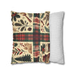 Rustic Holiday Plaid Pillowcase — Winter Woodland Faux Suede Throw Pillow Cover