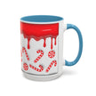 Candy Cane Accent Coffee Mug — Red Drip Holiday Peppermint Design (11/15oz)
