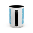Snowflake Swirl Accent Coffee Mug — Blue Winter Holiday Ceramic Mug (11/15oz)