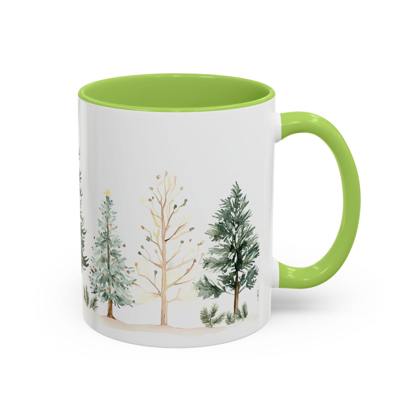 Pine Forest Accent Coffee Mug — Watercolor Christmas Trees (11/15oz)