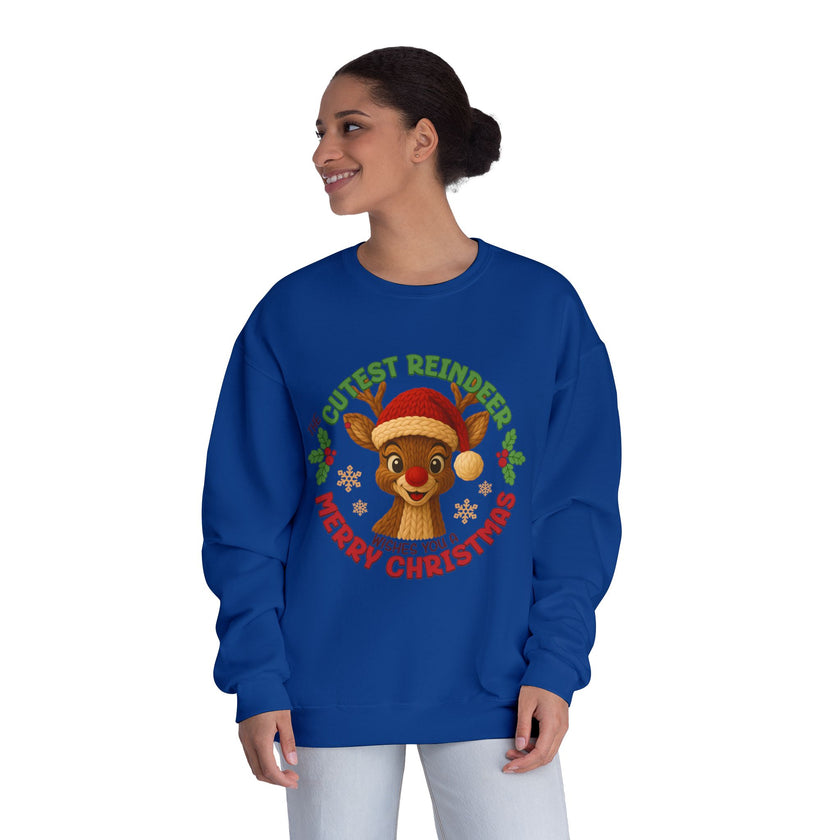 Cute Reindeer Merry Christmas Crewneck Sweatshirt