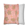 Gingerbread Cookies Pink Holiday Throw Pillow Cover — Faux Suede Square Pillowcase