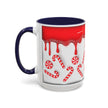 Candy Cane Accent Coffee Mug — Red Drip Holiday Peppermint Design (11/15oz)