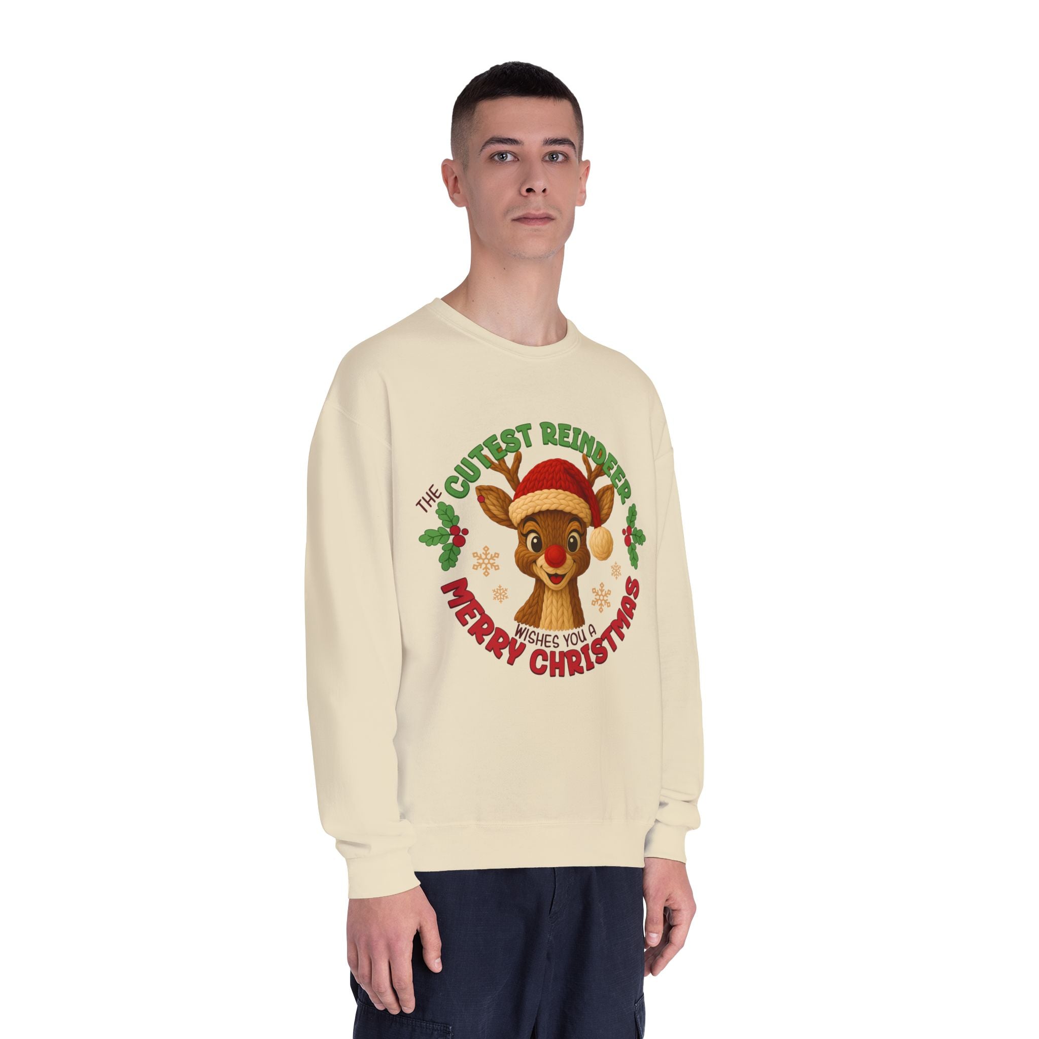 Cute Reindeer Merry Christmas Crewneck Sweatshirt