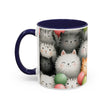 Cute Cat Pattern Accent Coffee Mug — Happy Kittens with Balloons (11/15 oz)