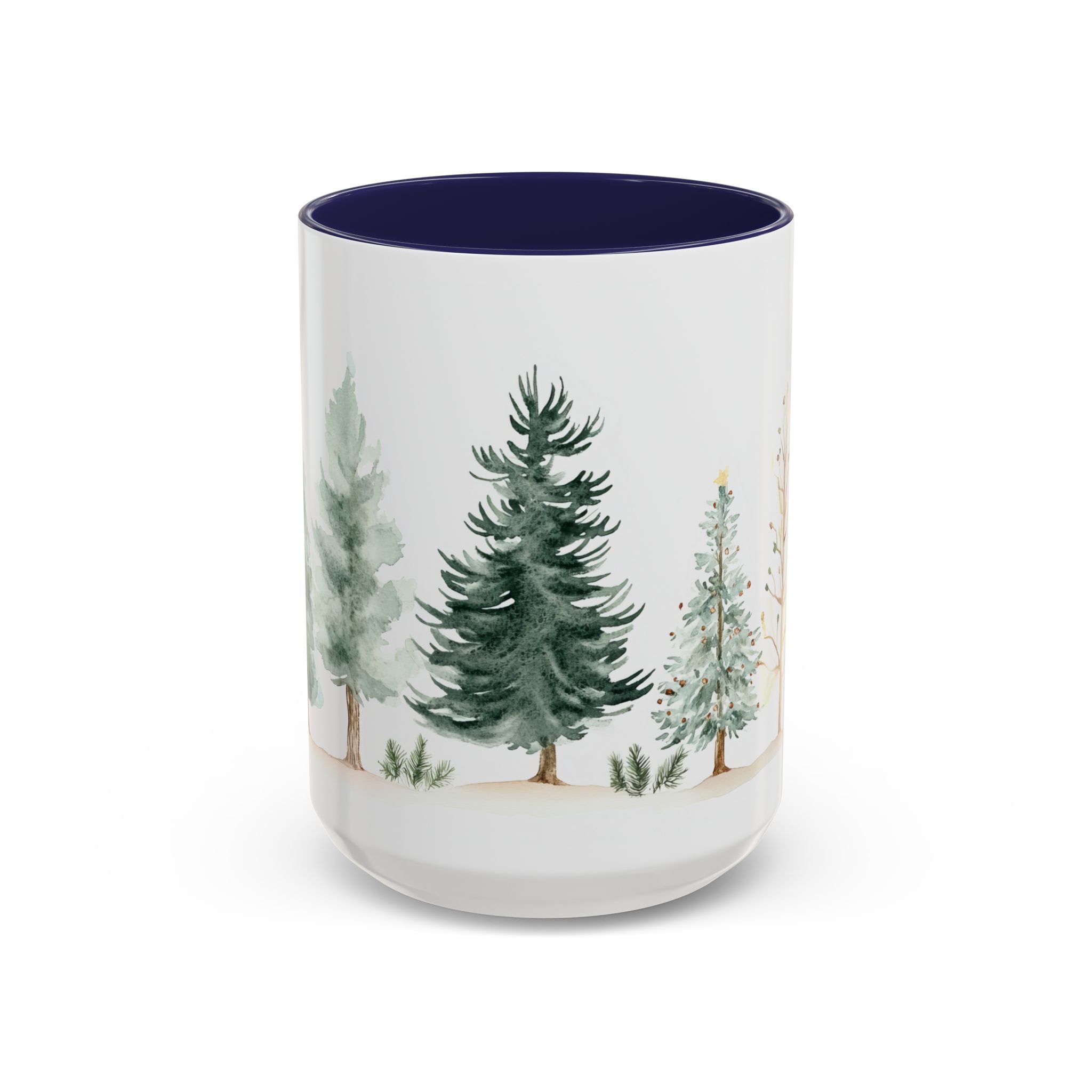 Pine Forest Accent Coffee Mug — Watercolor Christmas Trees (11/15oz)