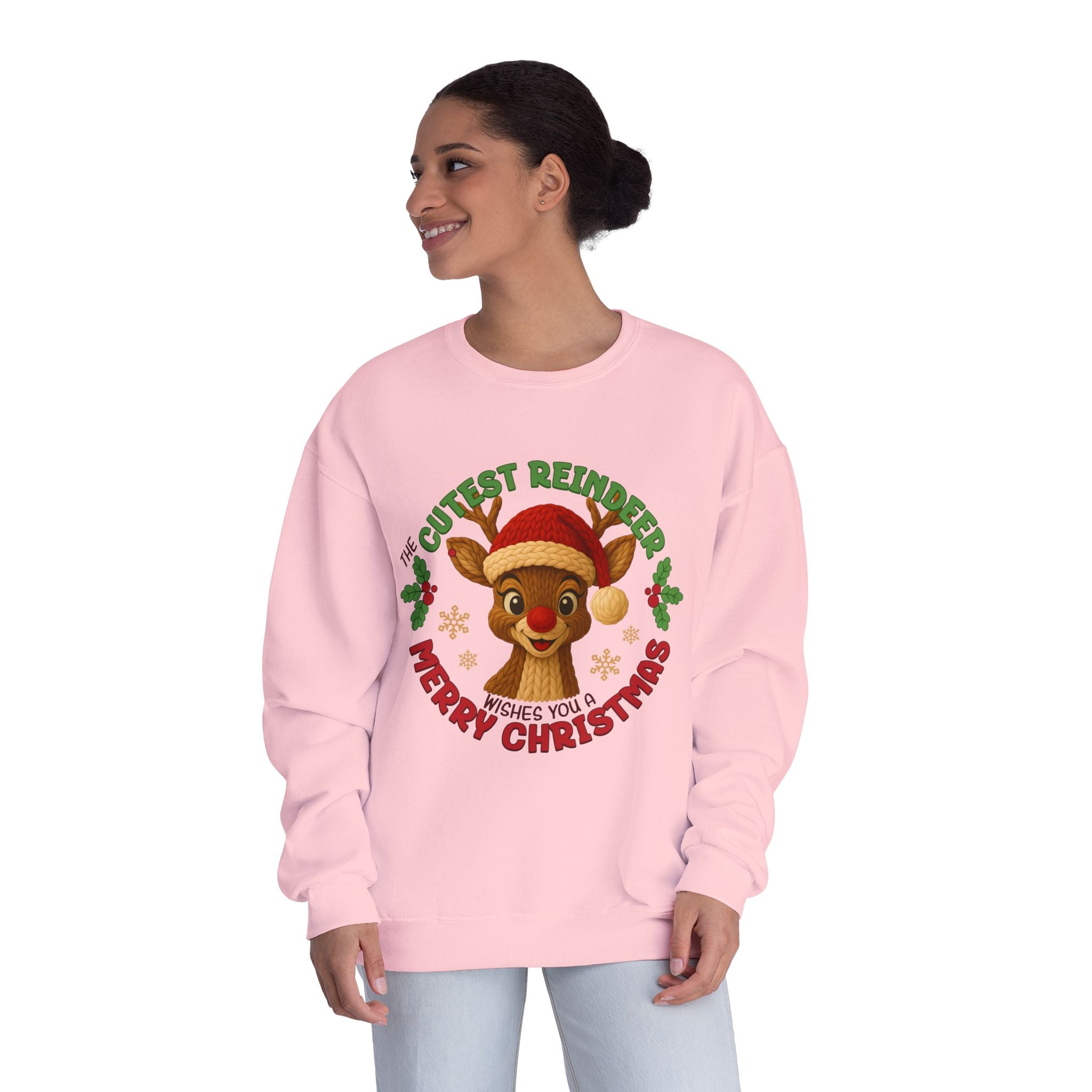 Cute Reindeer Merry Christmas Crewneck Sweatshirt
