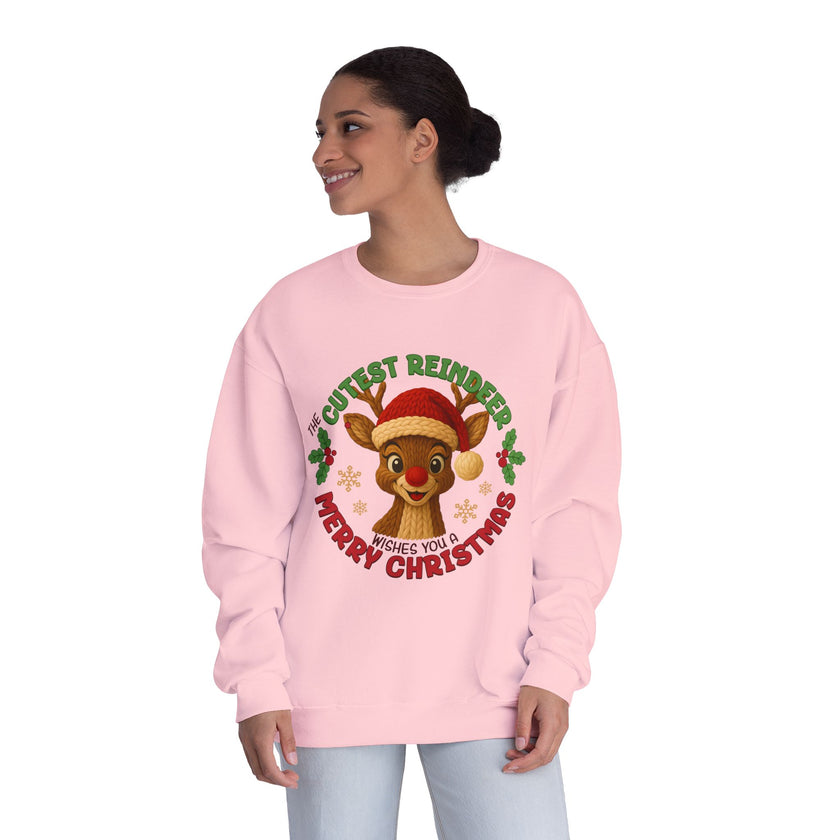 Cute Reindeer Merry Christmas Crewneck Sweatshirt