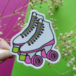 Preppy 80's Style Green and Pink Roller Skates Large Sticker