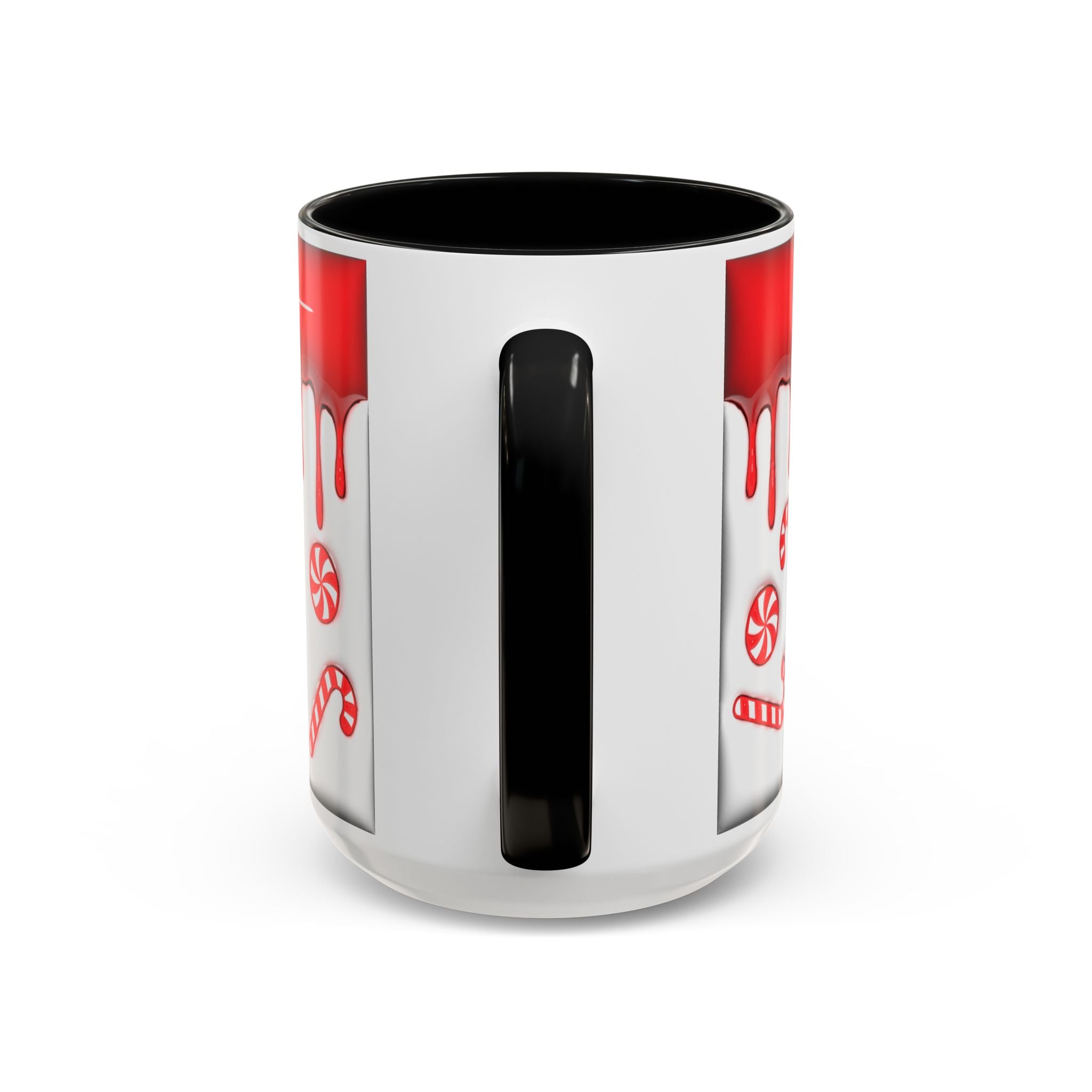 Candy Cane Accent Coffee Mug — Red Drip Holiday Peppermint Design (11/15oz)