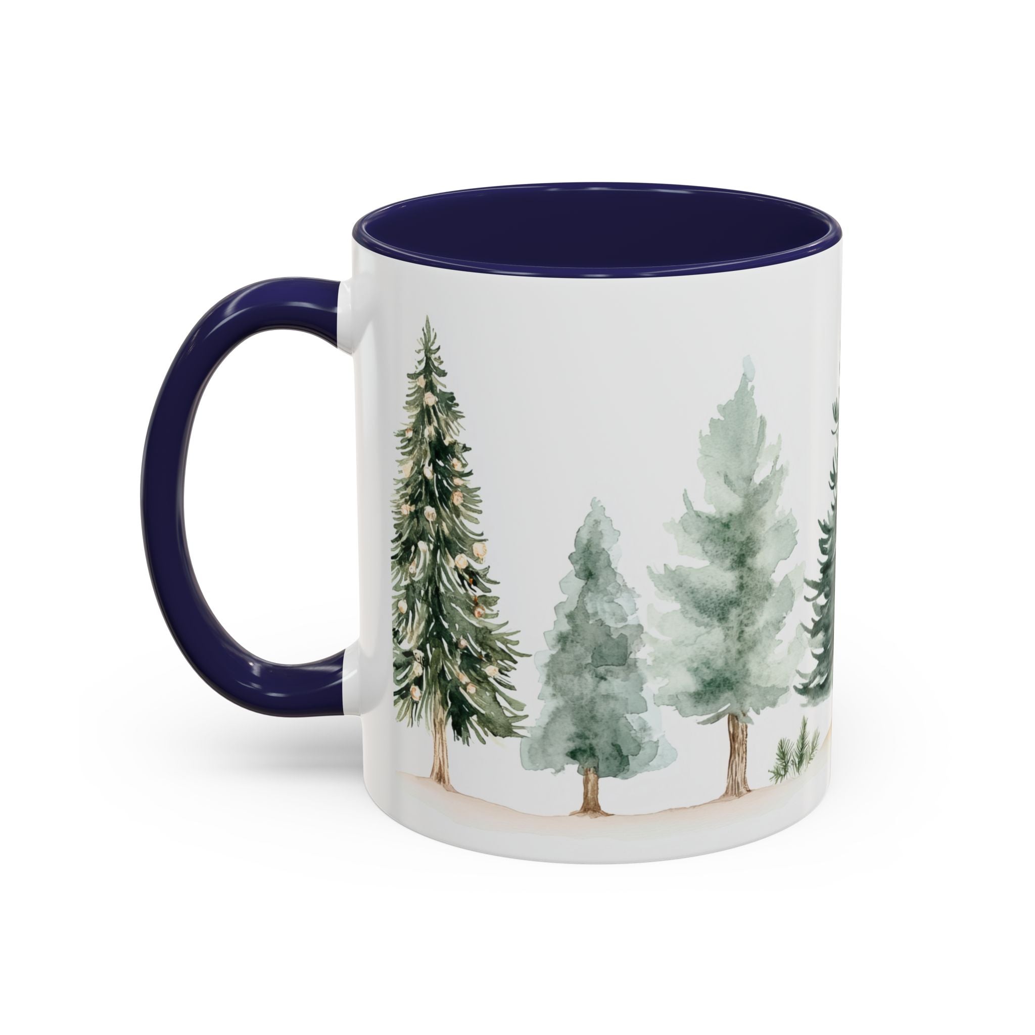 Pine Forest Accent Coffee Mug — Watercolor Christmas Trees (11/15oz)