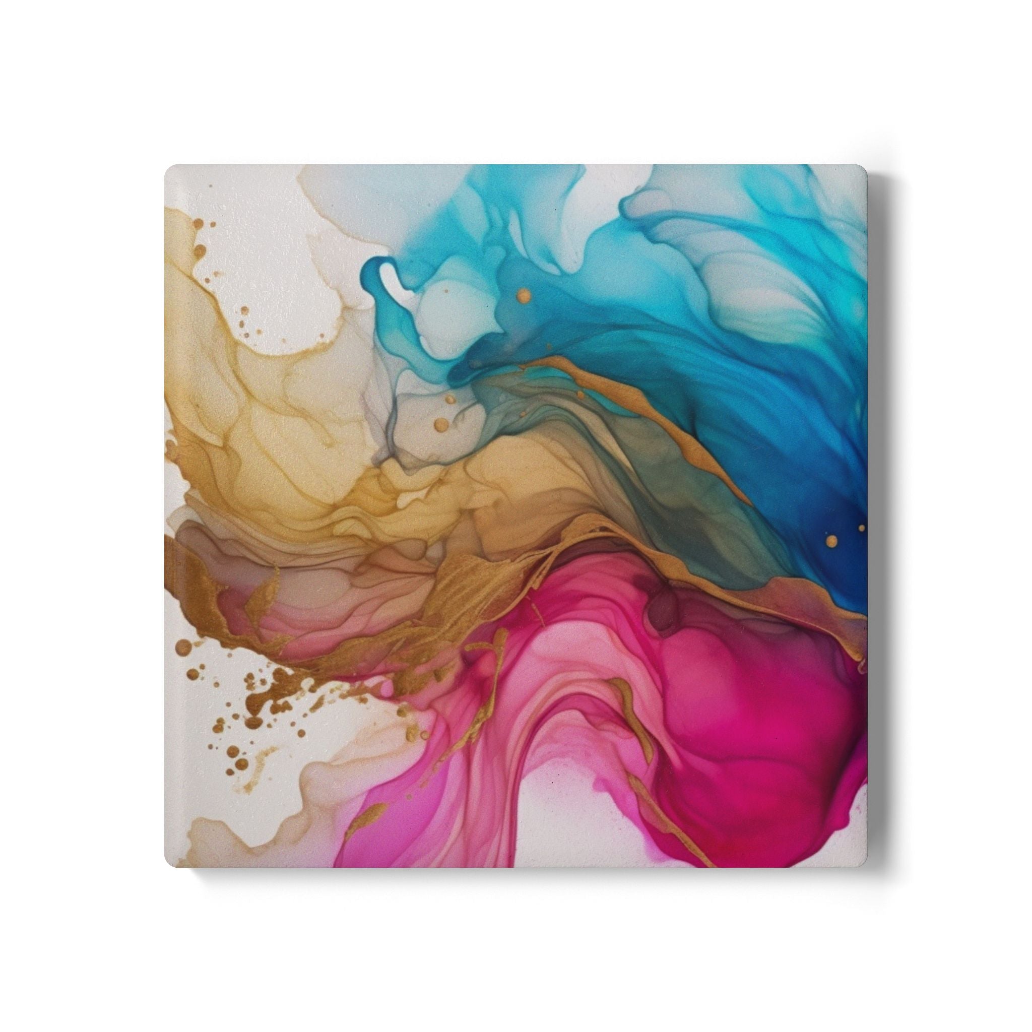 Abstract Alcohol Ink Ceramic Coaster - Colorful Marble Art Drink Coaster