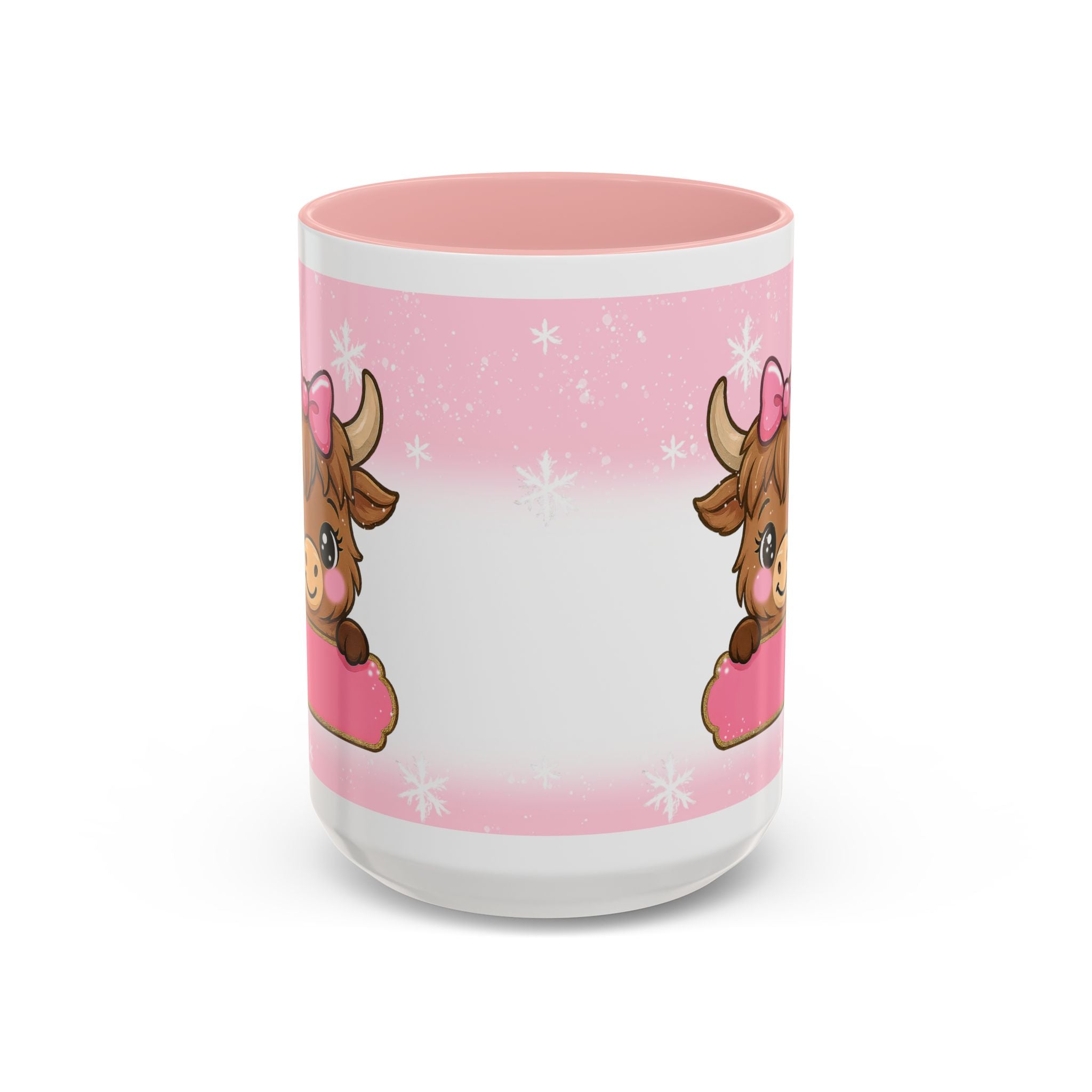 Cute Highland Cow Coffee Mug — Pink Accent Mug with Bow (11/15oz)