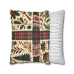 Rustic Holiday Plaid Pillowcase — Winter Woodland Faux Suede Throw Pillow Cover