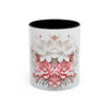 Floral Paper-Cut Accent Coffee Mug — Pink & White Blossom Design (11/15 oz)