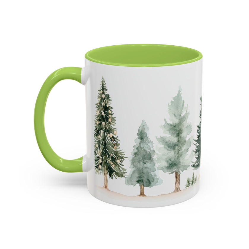 Pine Forest Accent Coffee Mug — Watercolor Christmas Trees (11/15oz)