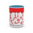Candy Cane Accent Coffee Mug — Red Drip Holiday Peppermint Design (11/15oz)